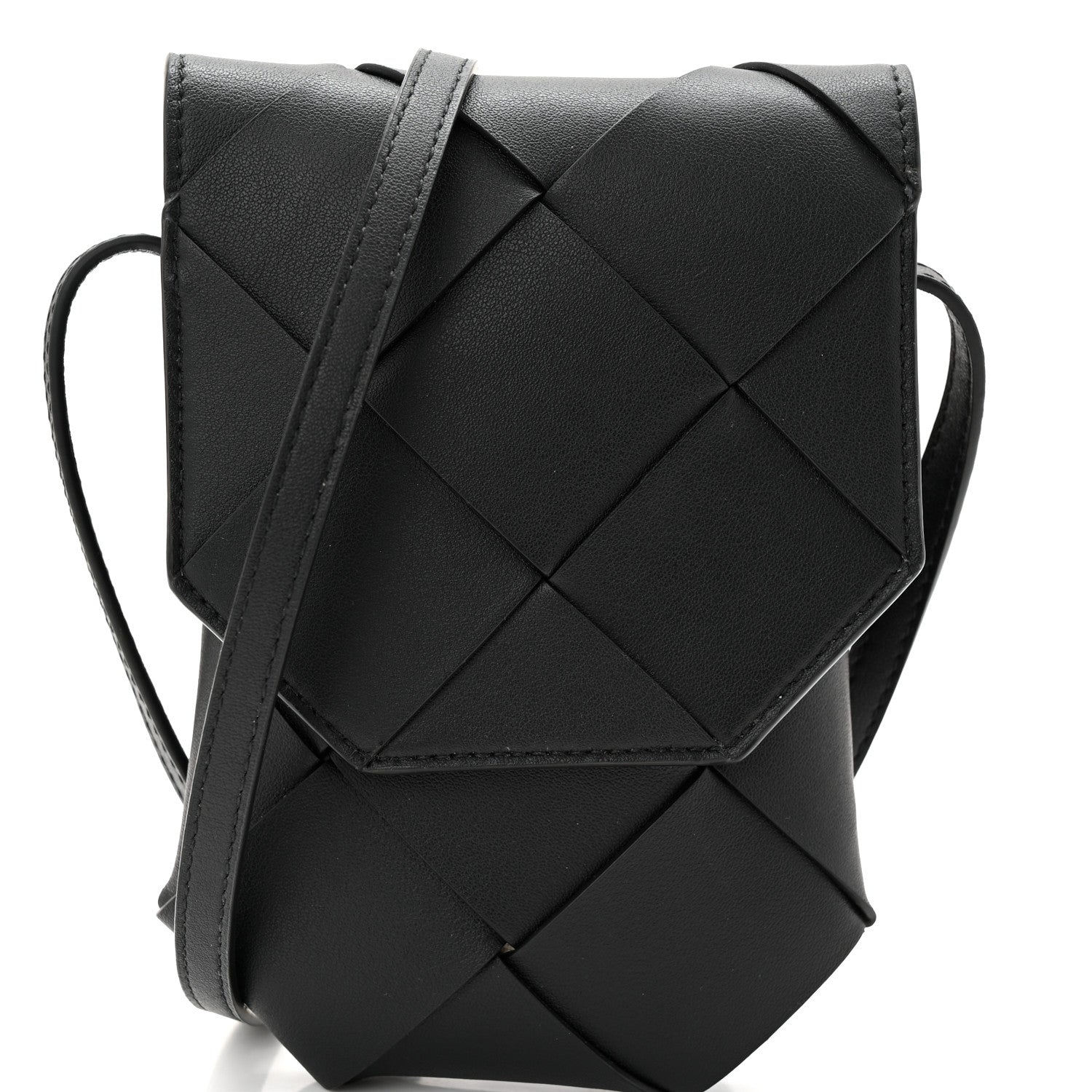 Nappa Maxi Intrecciato Diago Phone Pouch Black