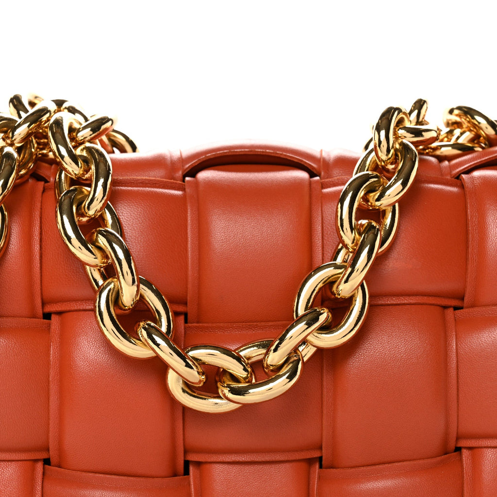 Lambskin Maxi Intreccio Padded Chain Cassette Crossbody Bag Clay
