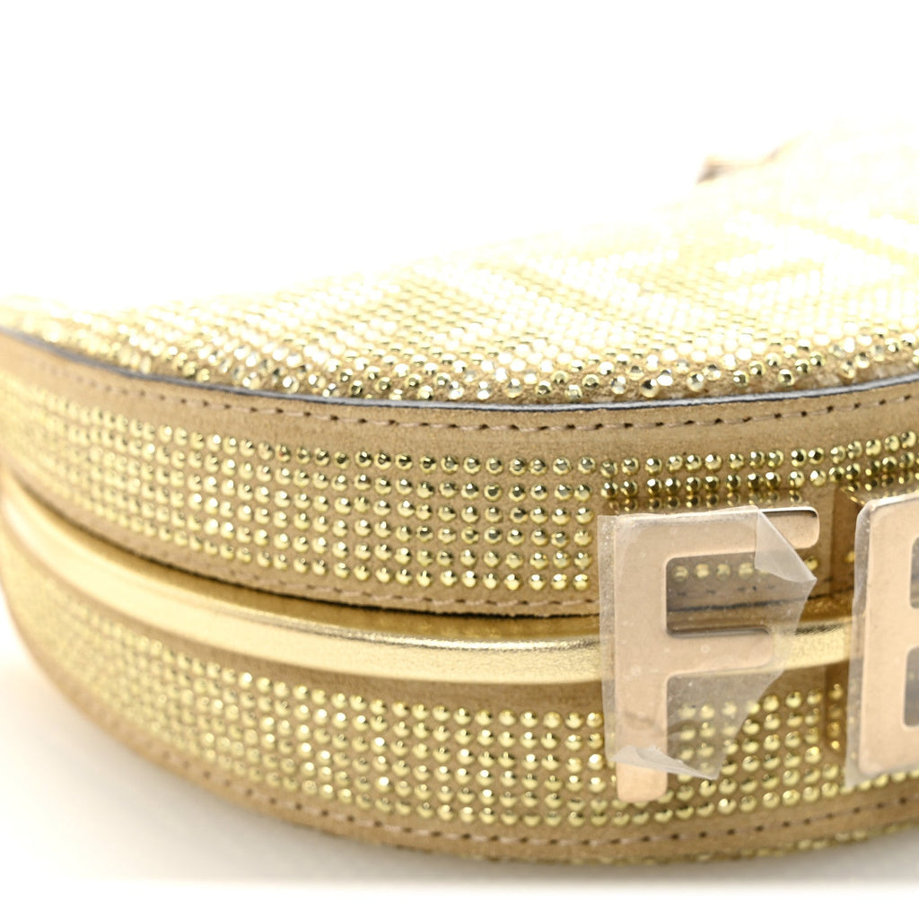 Crystal Vitello Laminato Suede FF Nano Fendigraphy Hobo Charm Platino