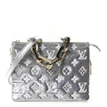Satin Sequin Embroidered Monogram Coussin BB Silver
