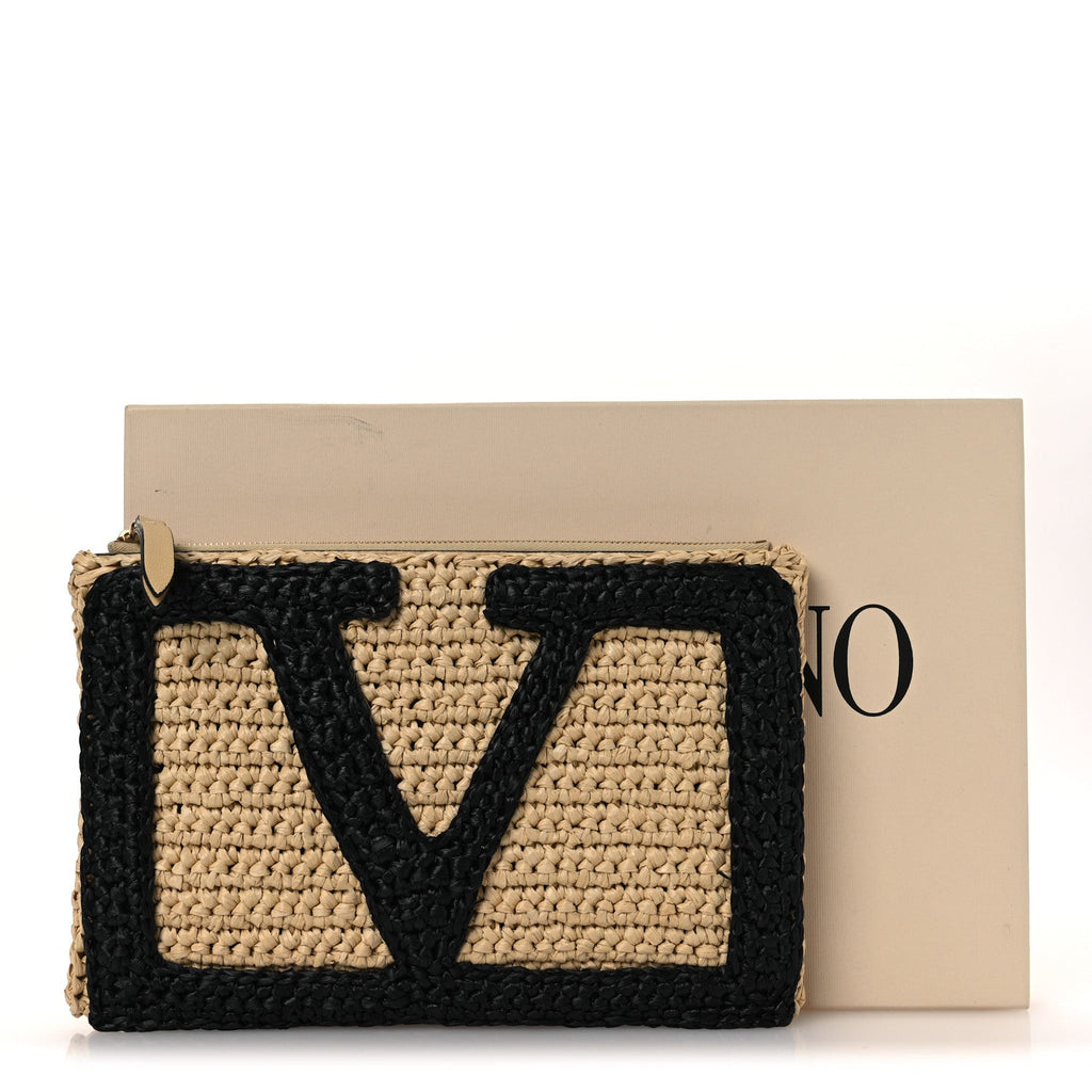 Raffia Viva Superstar Clutch Naturale Black