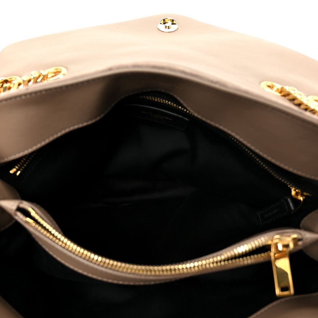 Suede Y Quilted Monogram Medium Loulou Chain Satchel Taupe