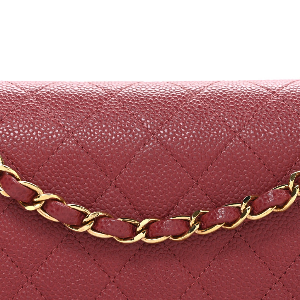 Caviar Quilted Medium Double Flap Dark Pink