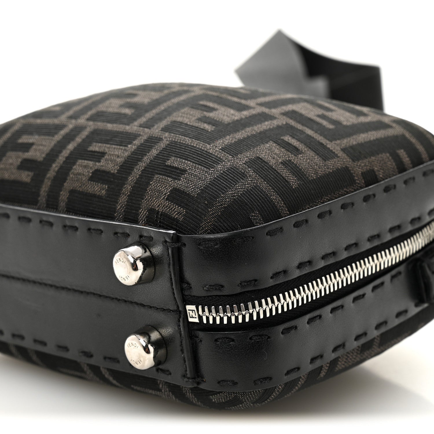 Recycled Fabric Jacquard Vitello Astro FF 1974 Mini Suitcase Bag Asfalto Black