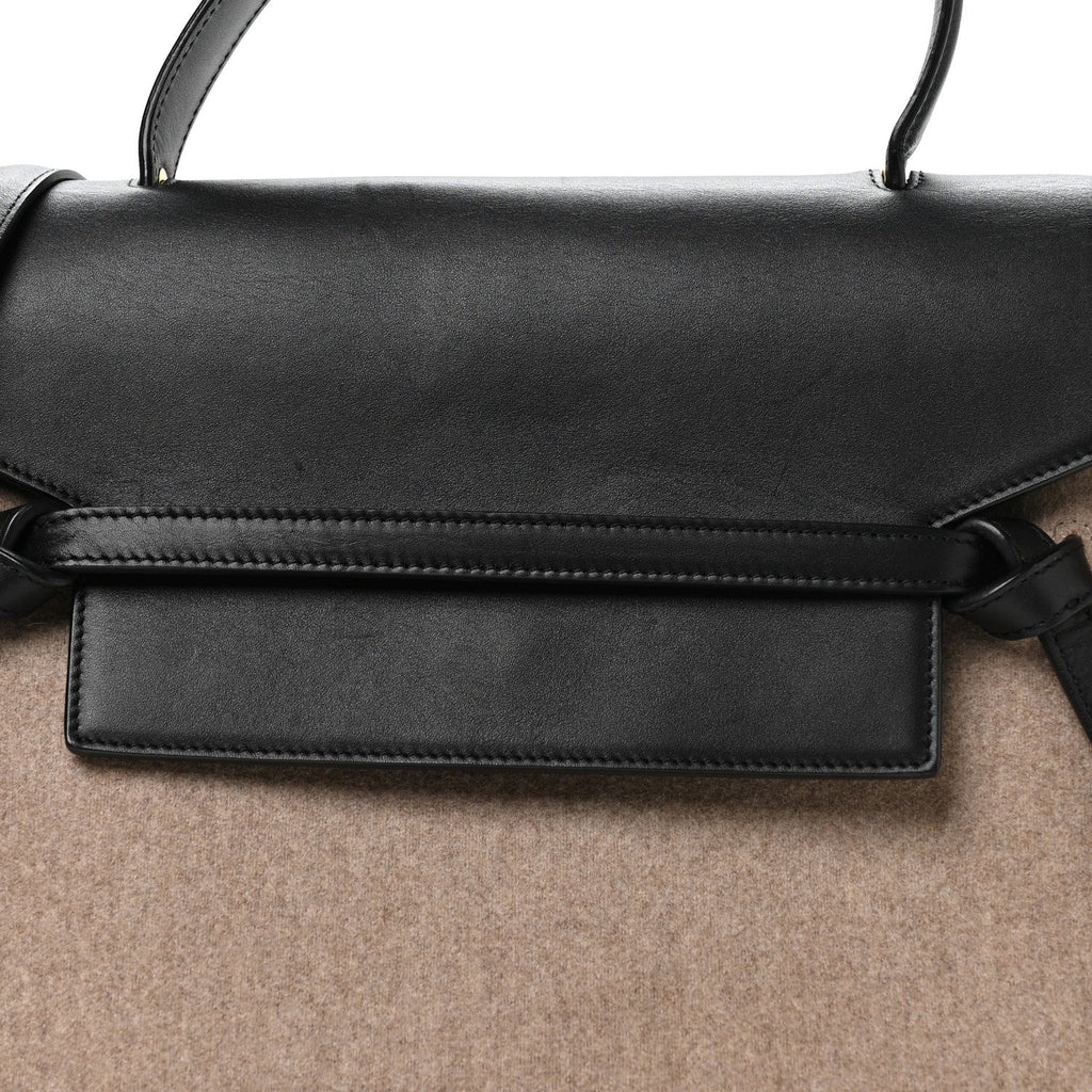 Felt Smooth Calfskin Mini Belt Bag Beige