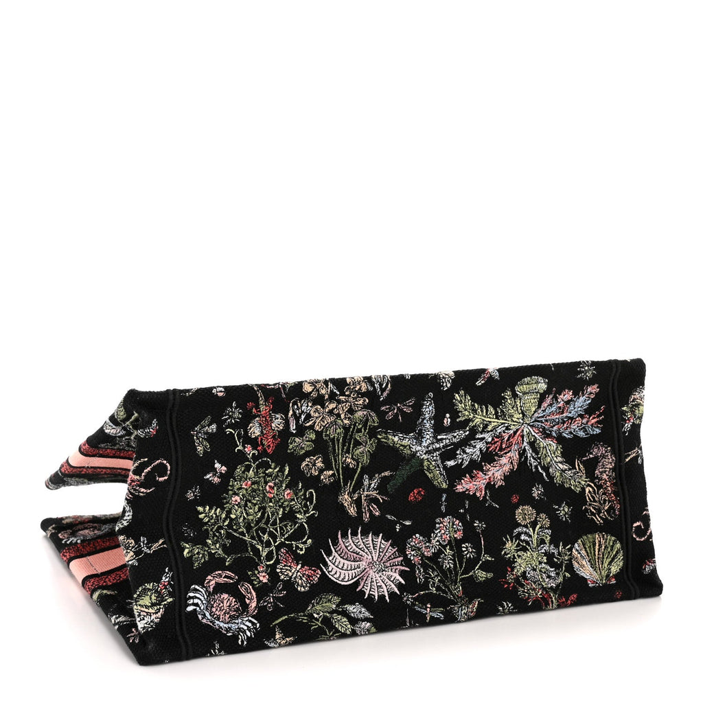 Canvas Embroidered Medium Cabinet De Curiosites Book Tote Black Multicolor