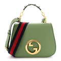 Roxy Calfskin Web Medium Blondie Top Handle Shoulder Flap Bag Salamander Green