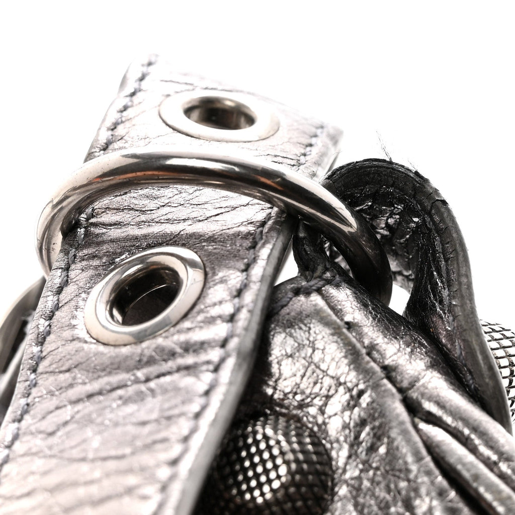 Metallic Agneau Arena Le Cagole Shoulder Bag XS Silver