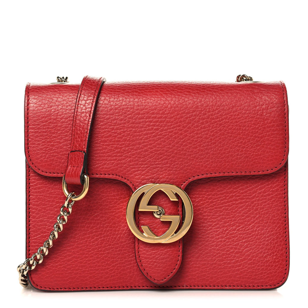 Dollar Calfskin Small Interlocking G Shoulder Bag Red