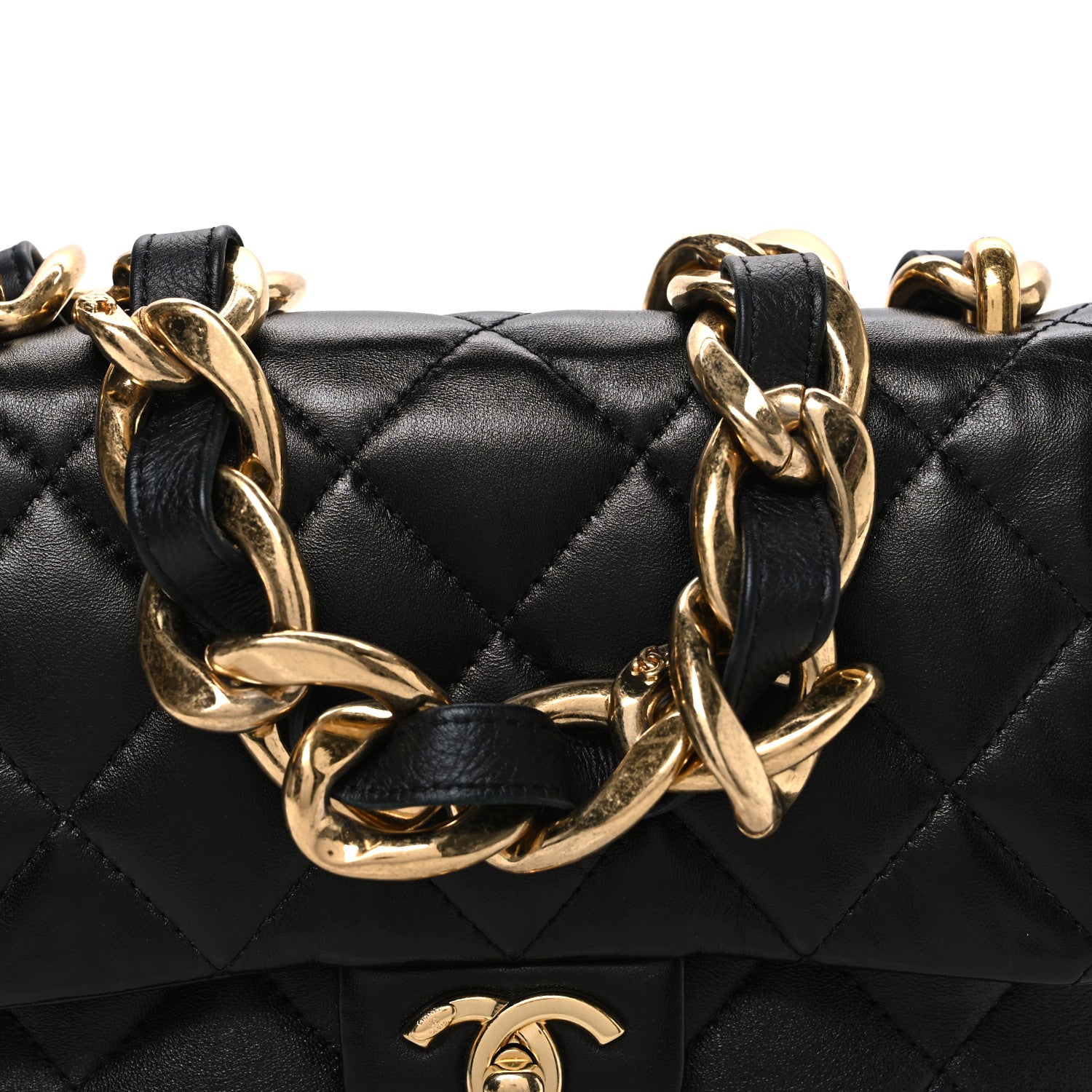 Lambskin Quilted Small Funky Town Flap Black