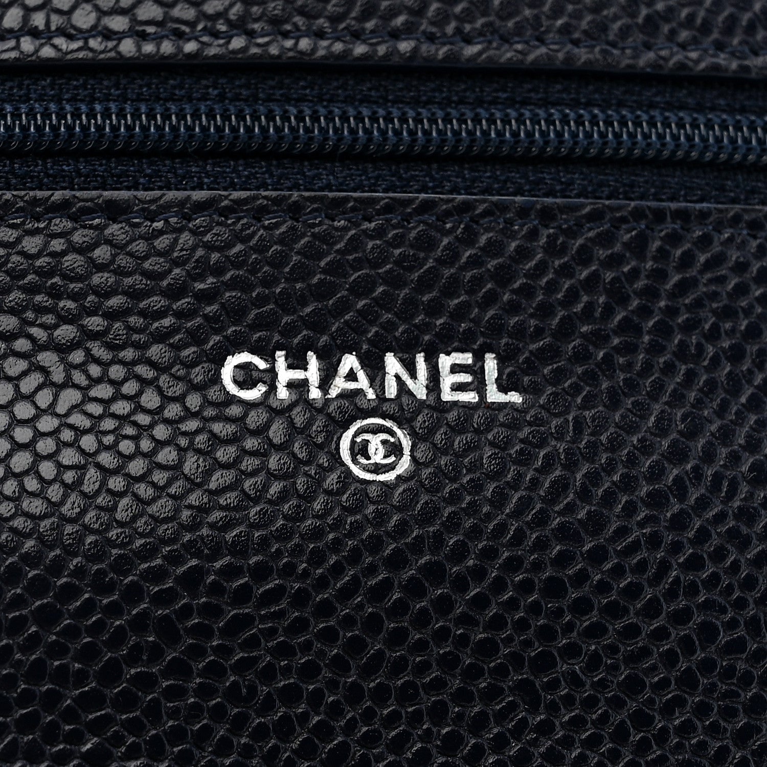 Caviar Quilted Wallet on Chain WOC Navy Blue