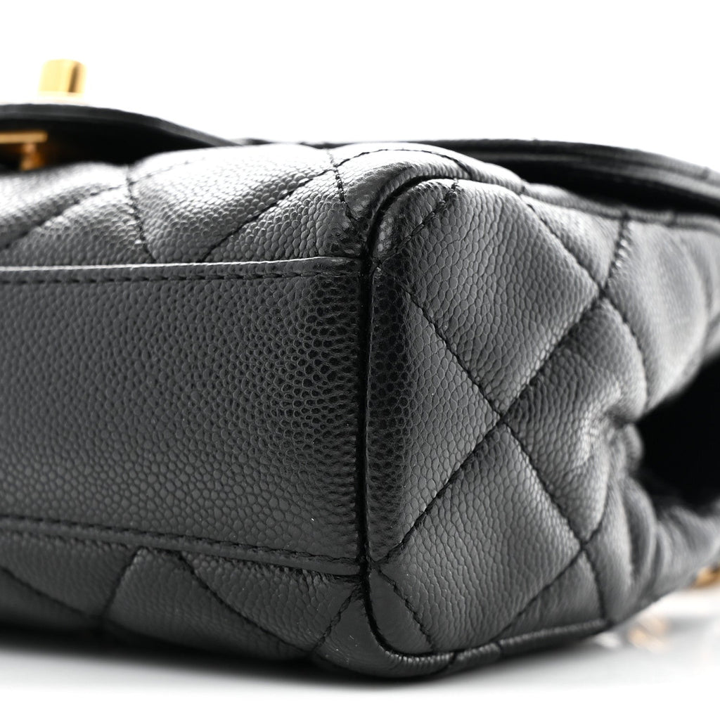 Caviar Quilted Mini Flap Black
