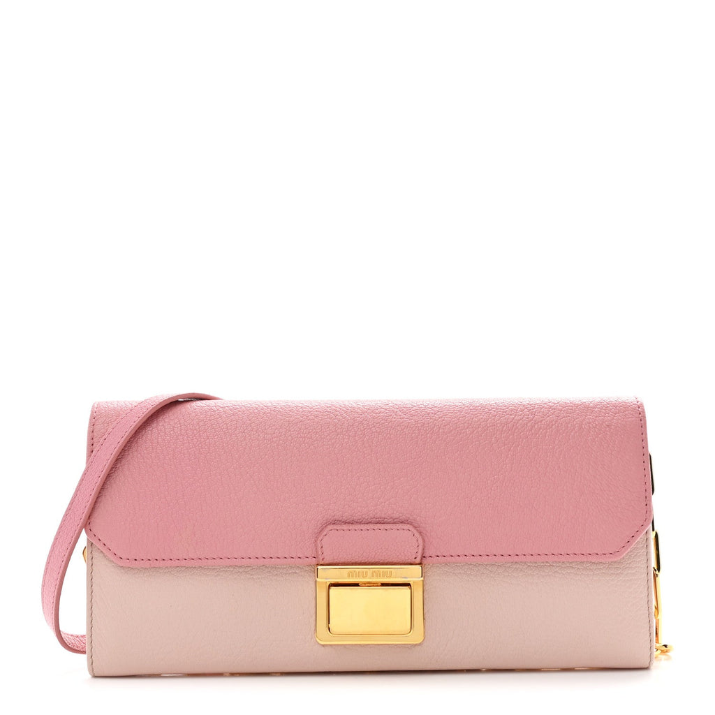 Goatskin Madras Bicolor Wallet On Chain Rosa Gemma