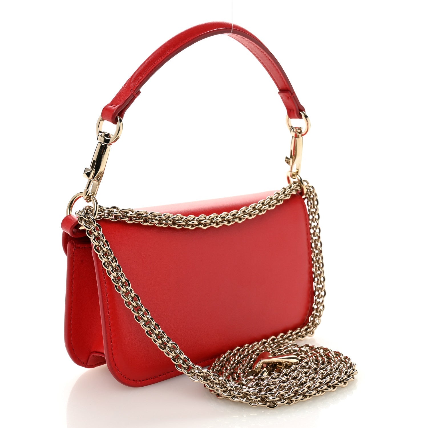 Calfskin Enamel Vlogo Small Loco Shoulder Bag Rouge Pur