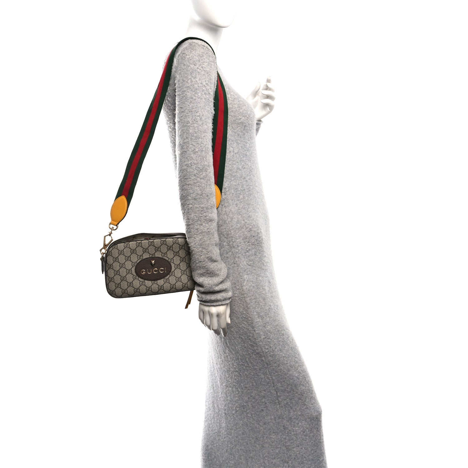 GG Supreme Monogram Web Neo Vintage Shoulder Bag Beige New Acero Crop