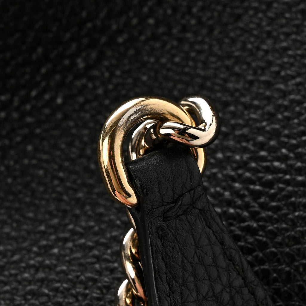 Pebbled Calfskin Medium Soho Chain Shoulder Bag Black
