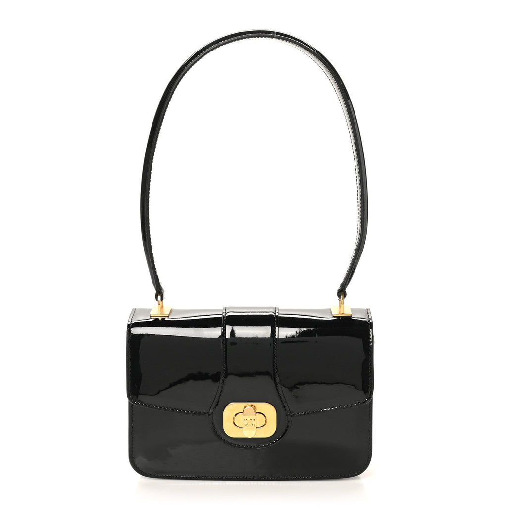 Patent Calfskin Teen Josephine Top Handle Bag Black