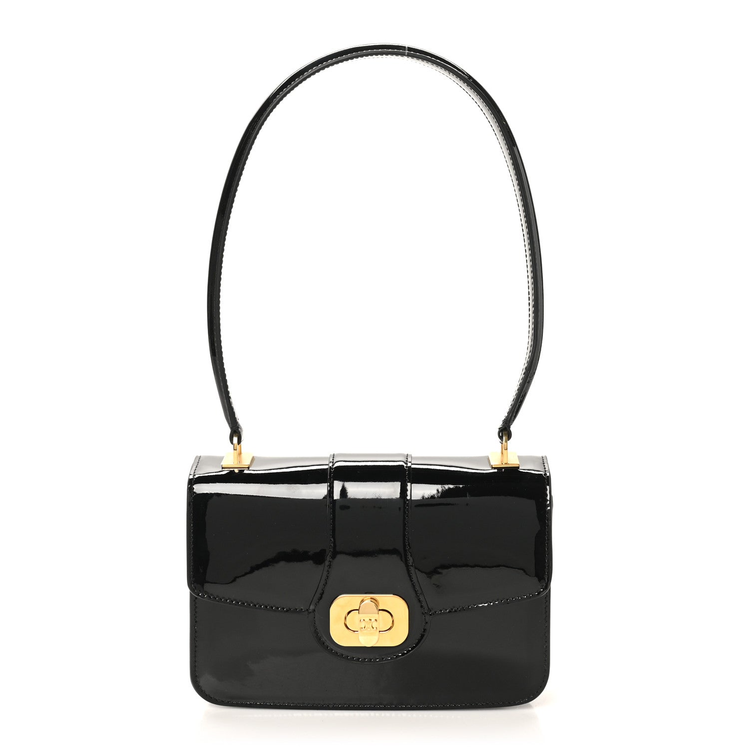 Patent Calfskin Teen Josephine Top Handle Bag Black
