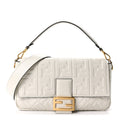 Nappa FF 1974 Embossed Large Baguette White