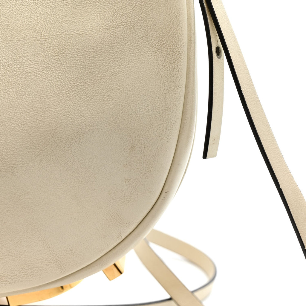 Vitello Grace Matte Mini Fendigraphy Hobo Bag White Ice