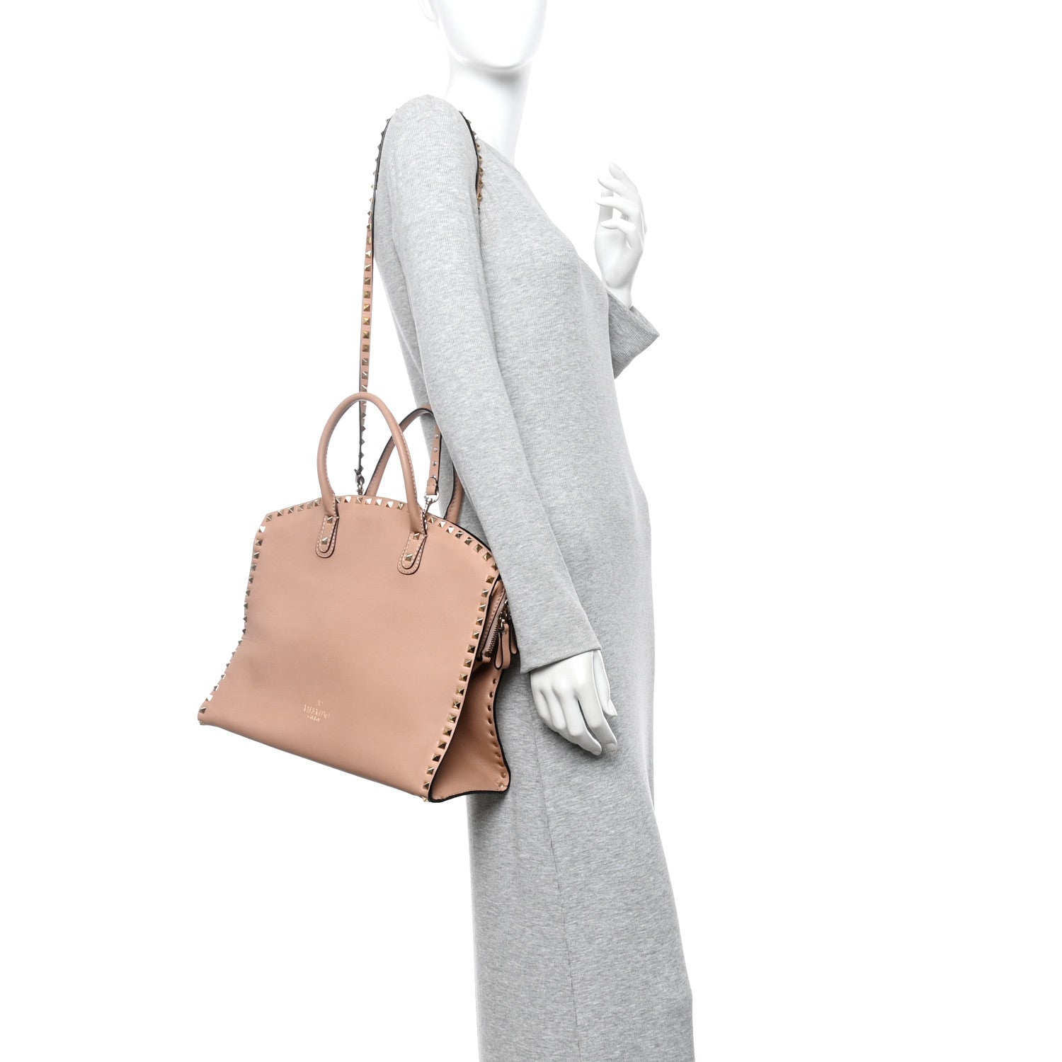 Vitello Rockstud Dome Shopper Soft Noisette