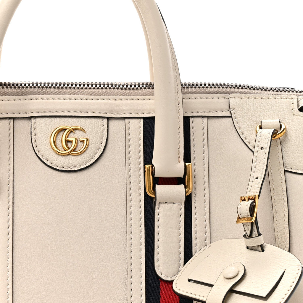 Koi Calfskin Medium Bauletto Duffle Top Handle Bag White
