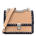 Vitello Liberty Lucido Ribbon Lace Up Studded Small Kan I Shoulder Bag Cuoio Navy