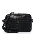 Calfskin Crocodile Embossed Monogram Lou Camera Bag Black