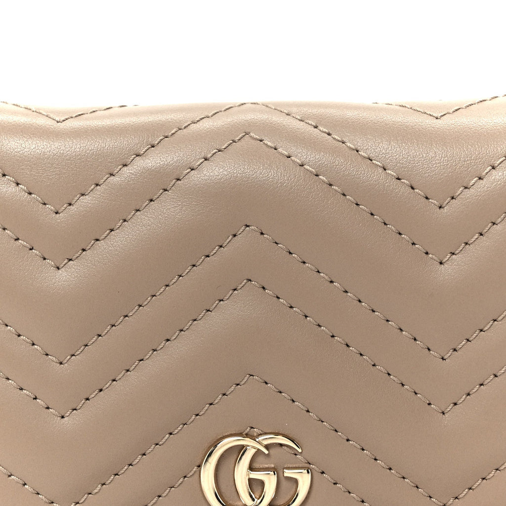 Calfskin Matelasse GG Marmont  Case Wallet Taupe
