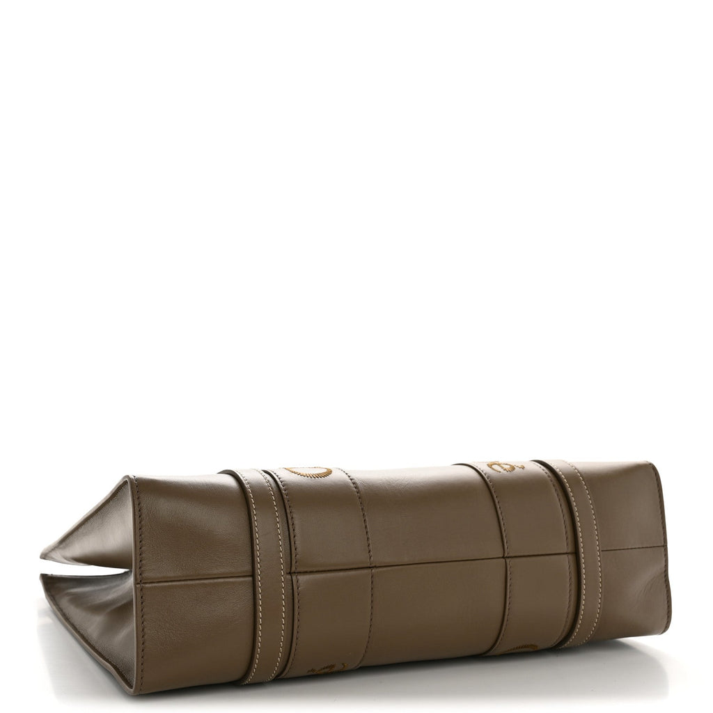 Calfskin Medium Woody Tote Army Green