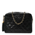 Lizard Quilted Small Tassel Camera Case Black