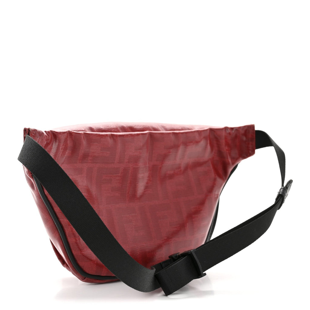 Glazed Fabric Vitello Century FF 1974 Stamp Patch Pocket Belt Bag Rosso