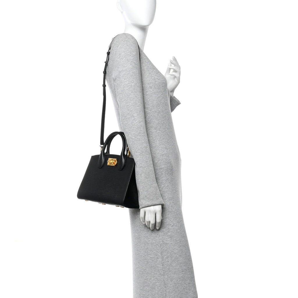 Calfskin Small The Studio Box Bag Black
