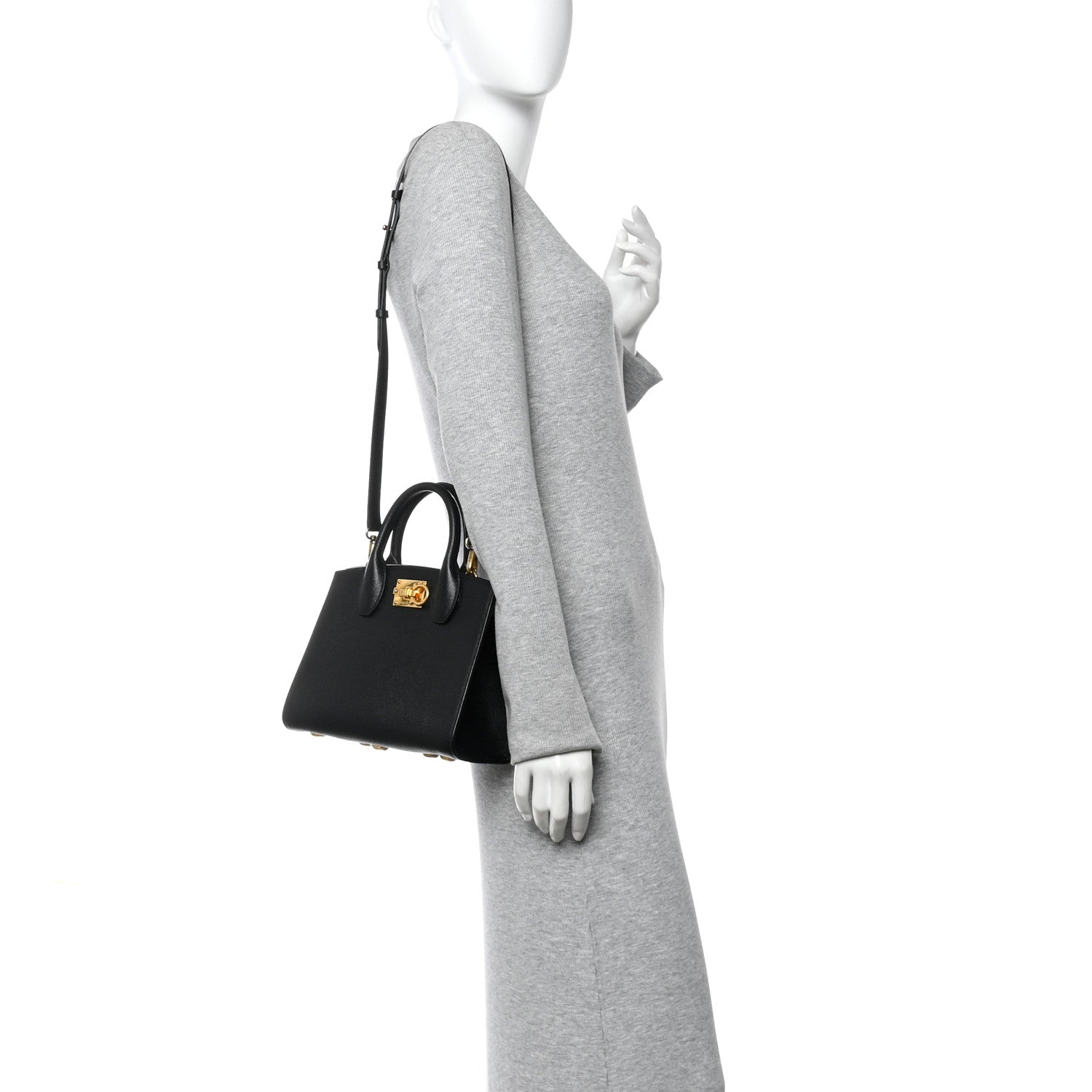 Calfskin Small The Studio Box Bag Black