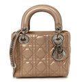 Lambskin Cannage Mini Lady Dior Powder Beige