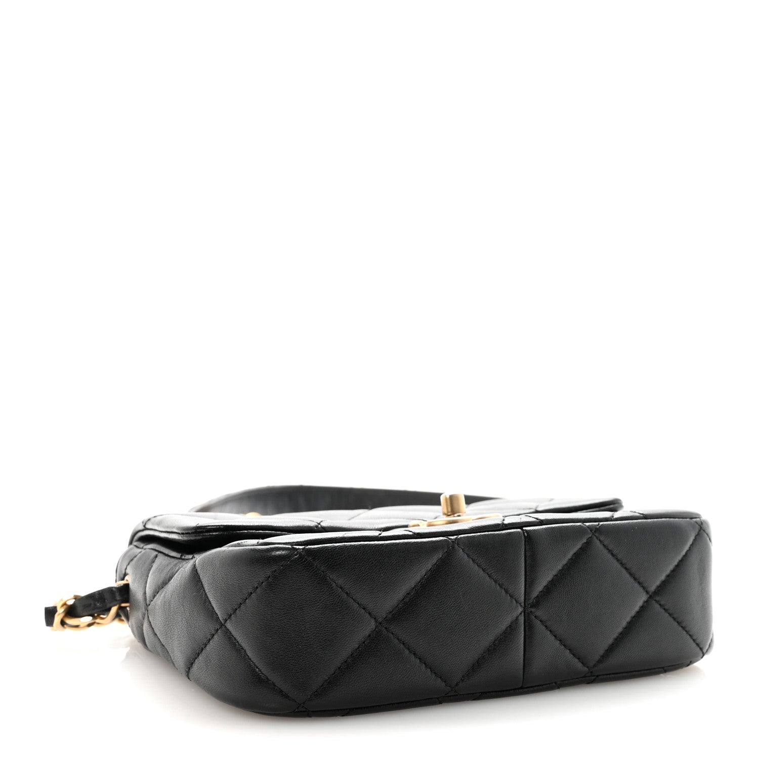 Lambskin Quilted Small CC Links Flap Black