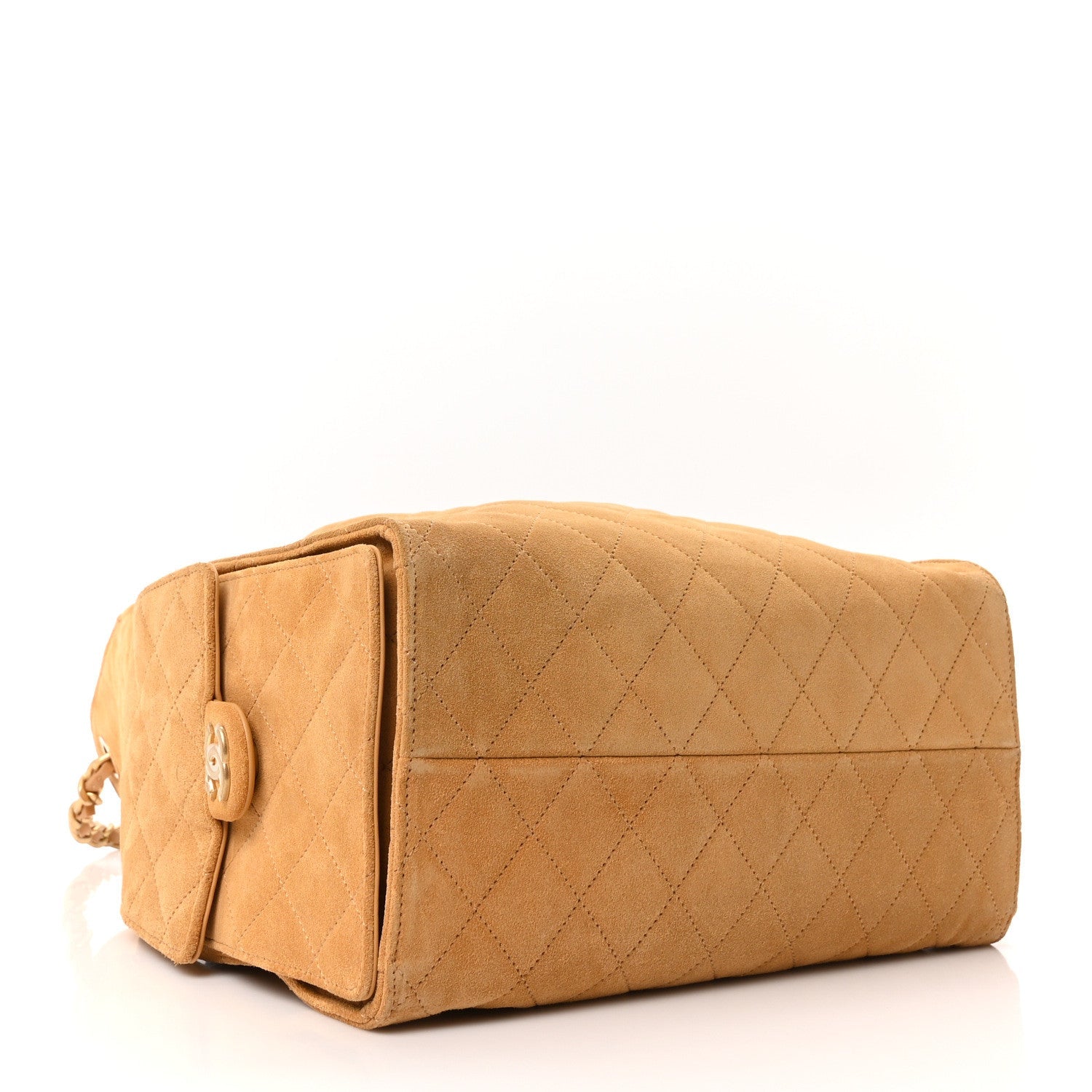 Suede Quilted Medium Chanel 25 Handbag Beige