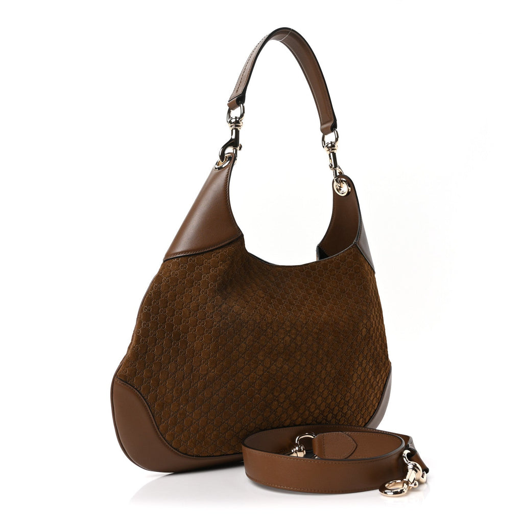 GG Suede B Medium Shoulder Bag Brown