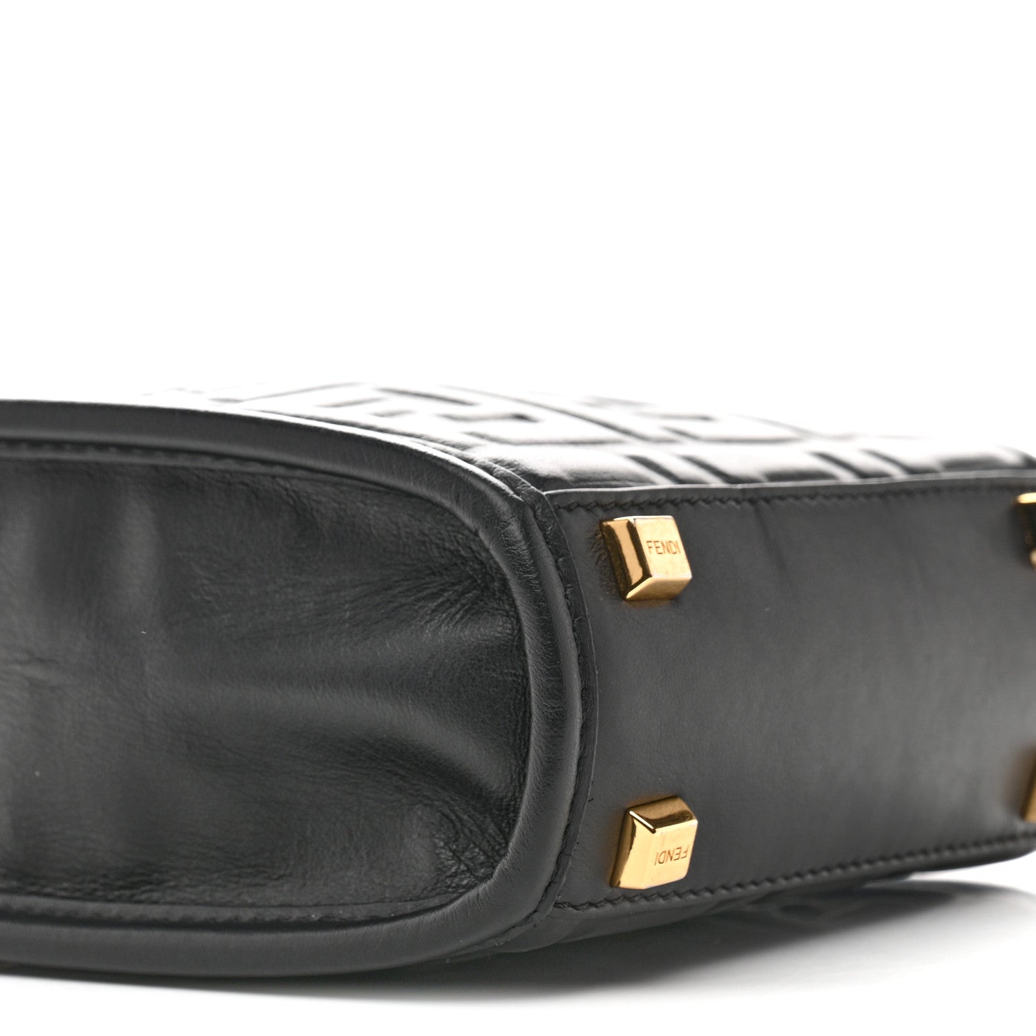 Vitello Plexiglass FF Embossed Mini Fendi Sunshine Shopper Tote Black