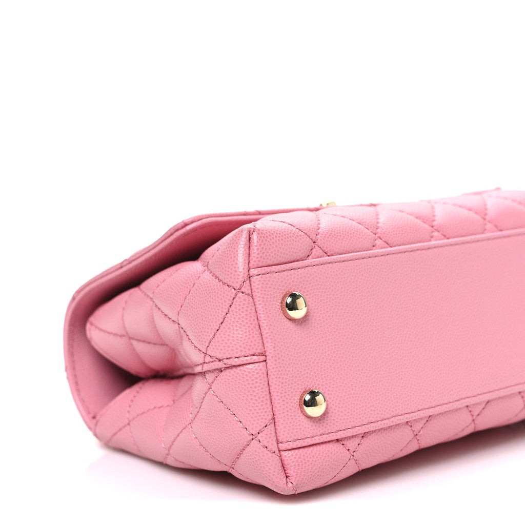 Caviar Quilted Mini Coco Chain Handle Flap Pink