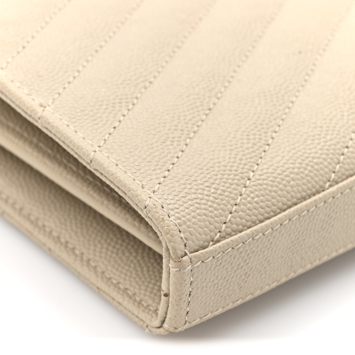 Grain De Poudre Matelasse Chevron Monogram Chain Wallet Dark Beige
