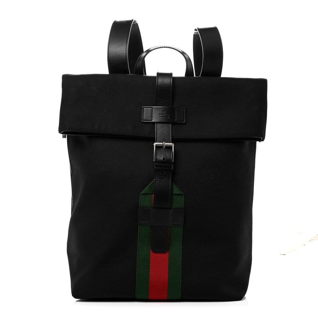 Techno Canvas Web Single Buckle Backpack Black