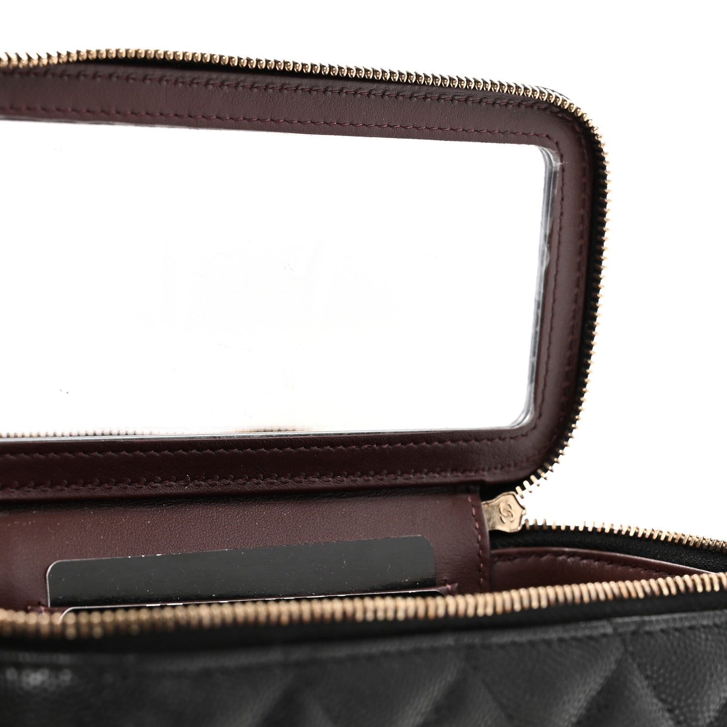 Caviar Quilted Small Vanity Case With Chain Black