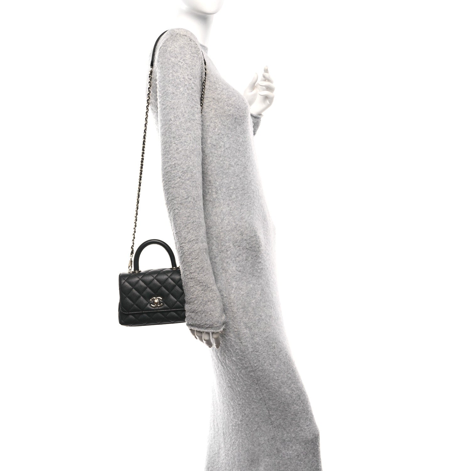 Caviar Quilted Extra Mini Coco Handle Flap Black