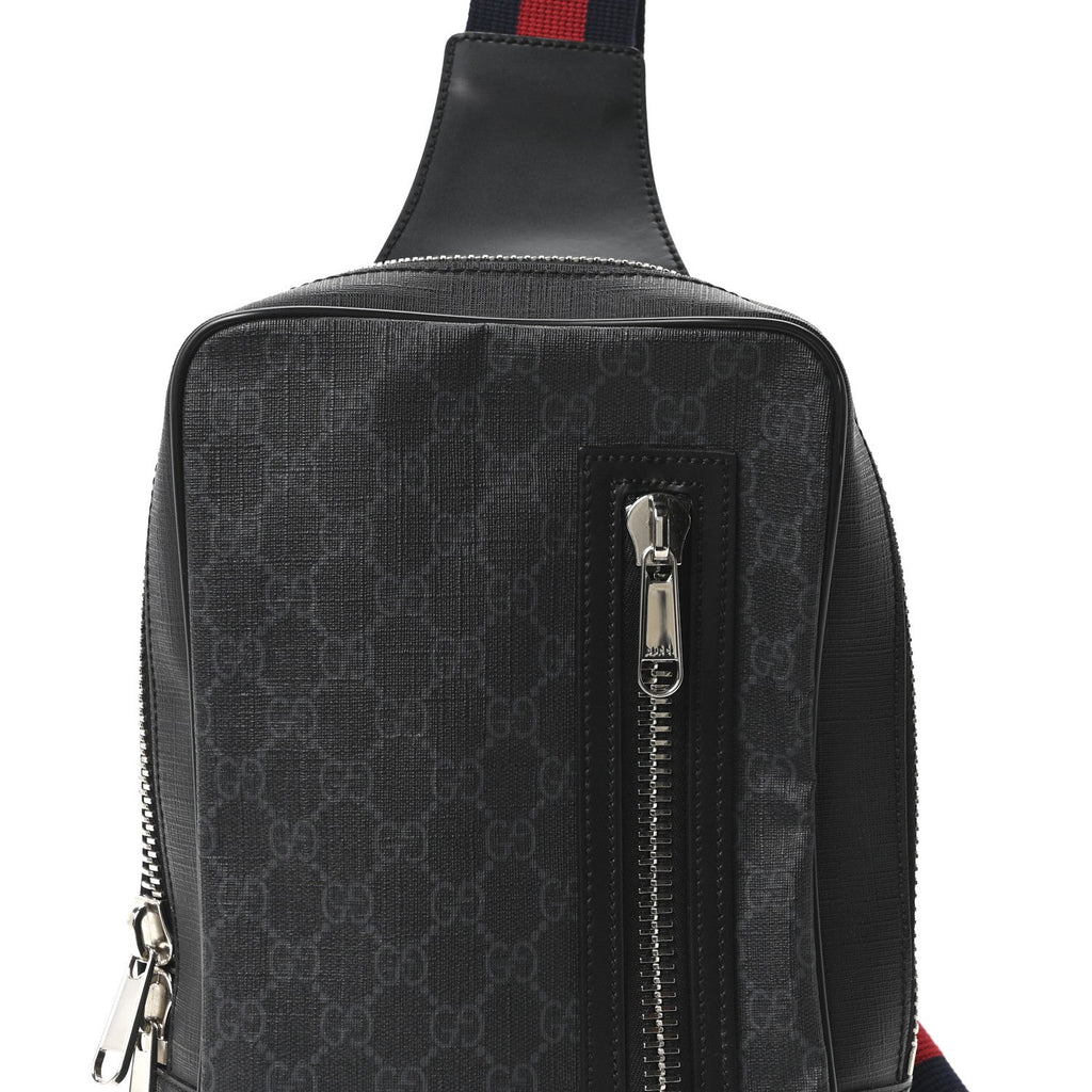 GG Supreme Monogram Web Belt Bag Black Grey