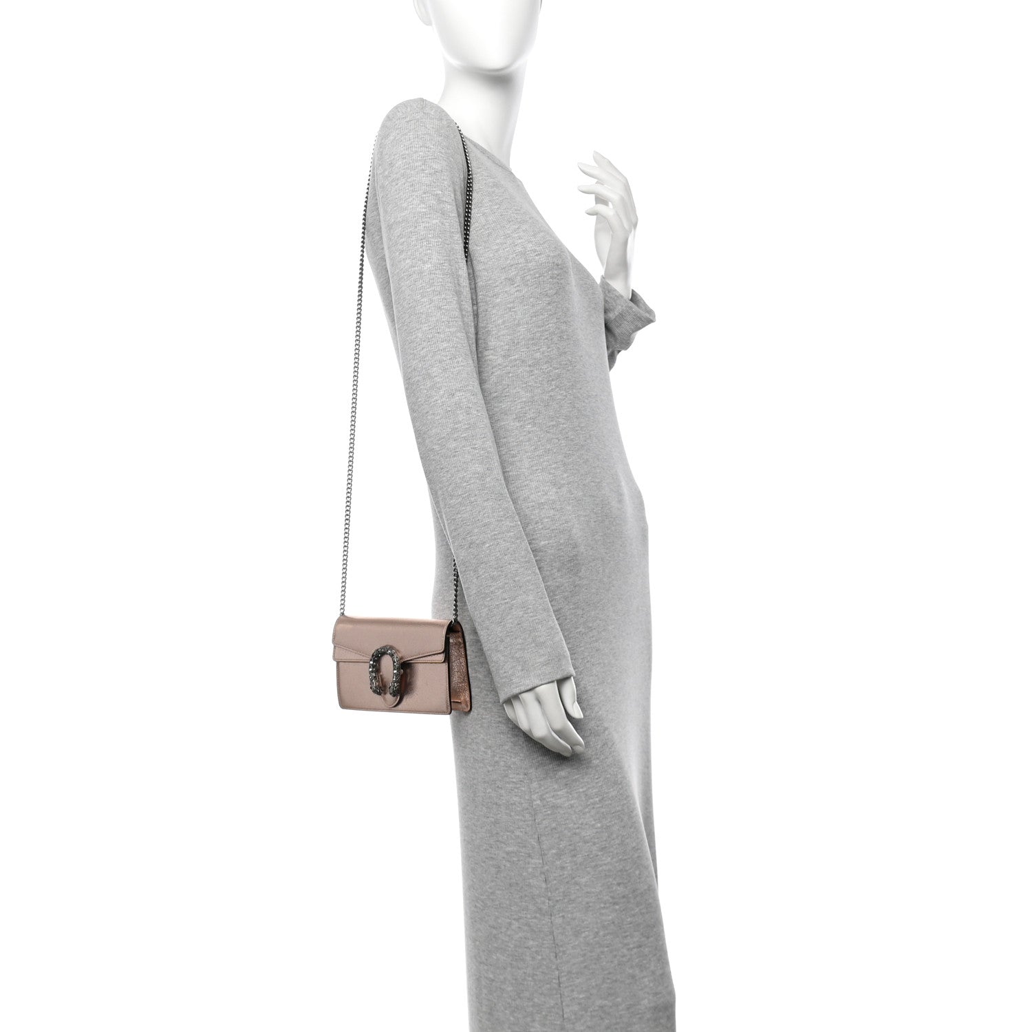 Metallic Calfskin Super Mini Dionysus Shoulder Bag Rose Gold