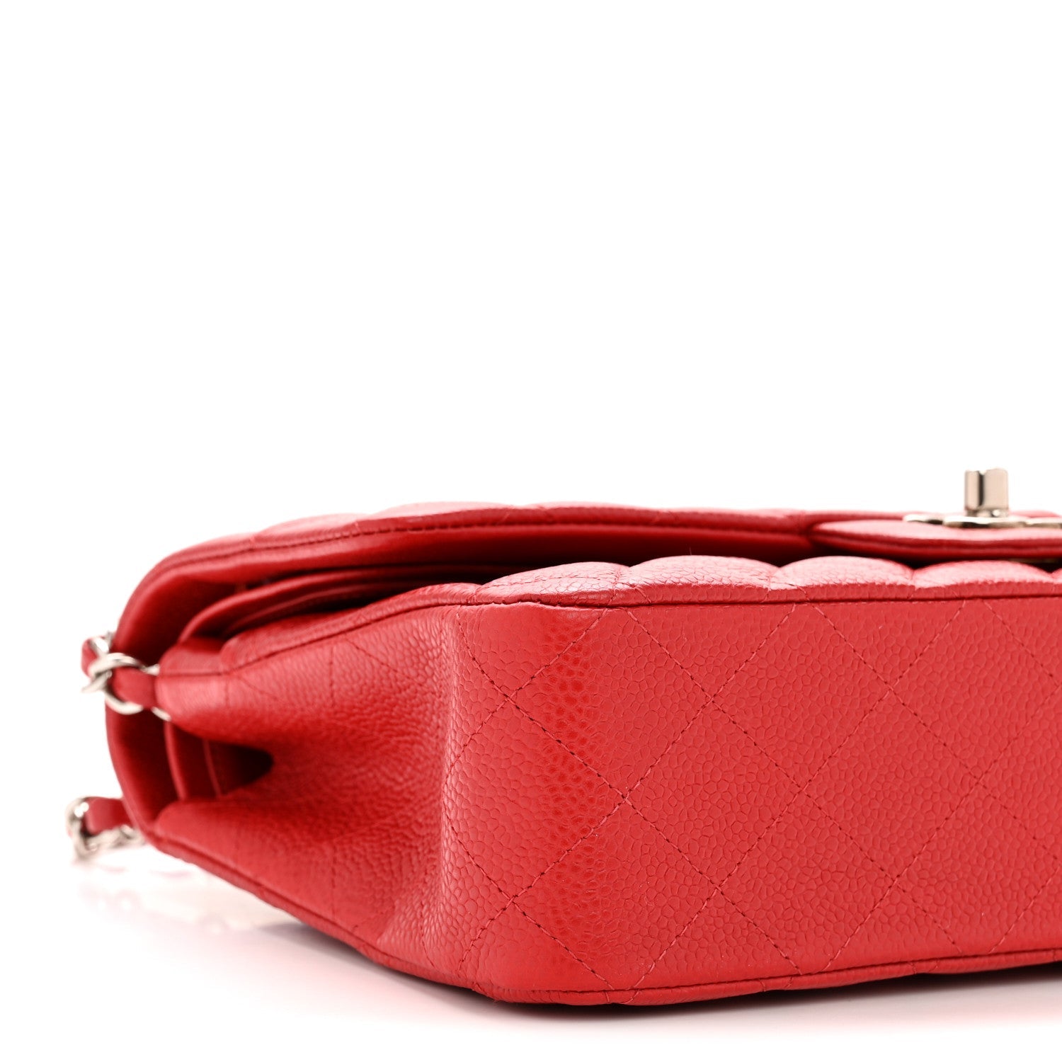 Caviar Quilted Medium Double Flap Red