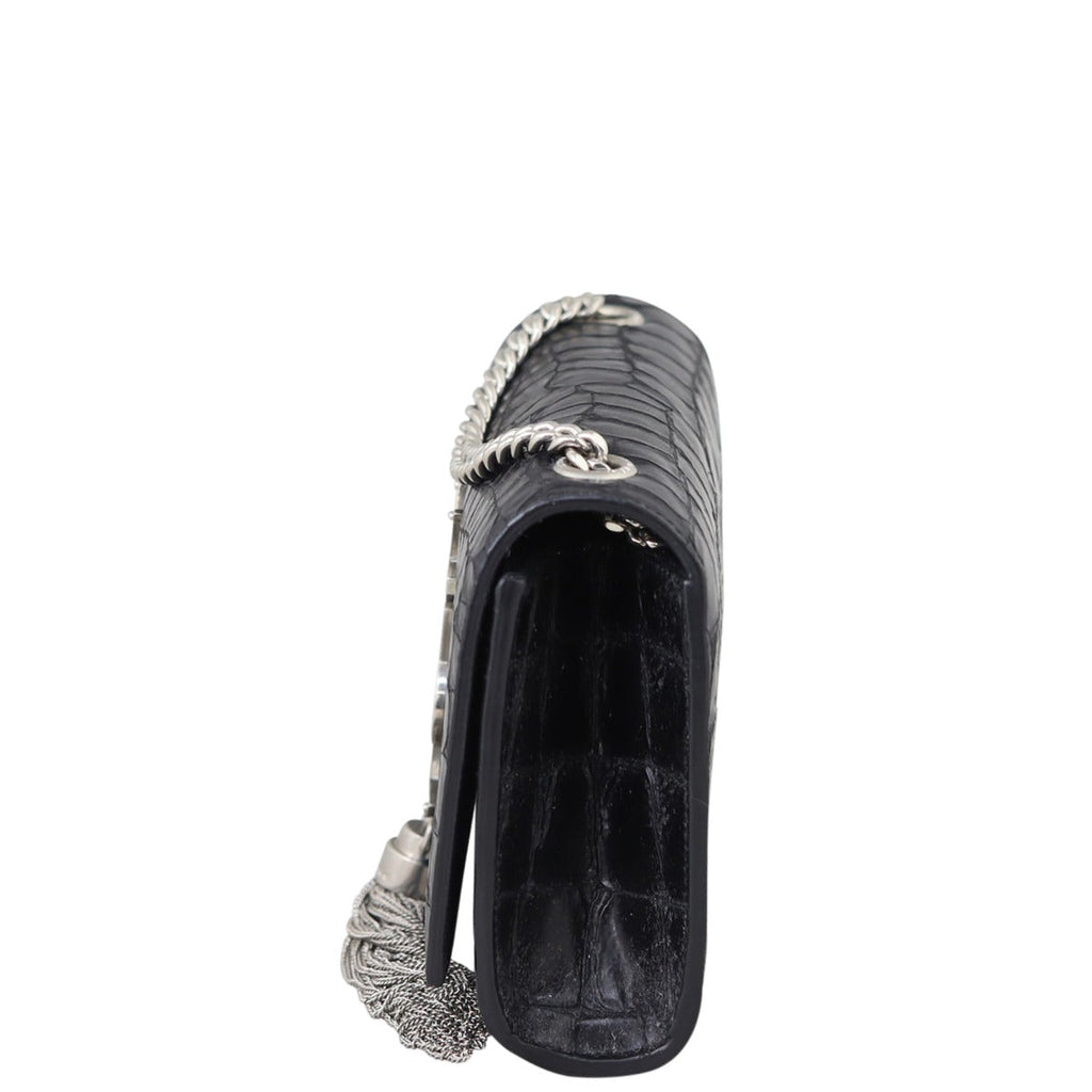Saint Laurent Kate Tassel Chain Bag Small Croc-Embossed