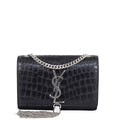 Saint Laurent Kate Tassel Chain Bag Small Croc-Embossed