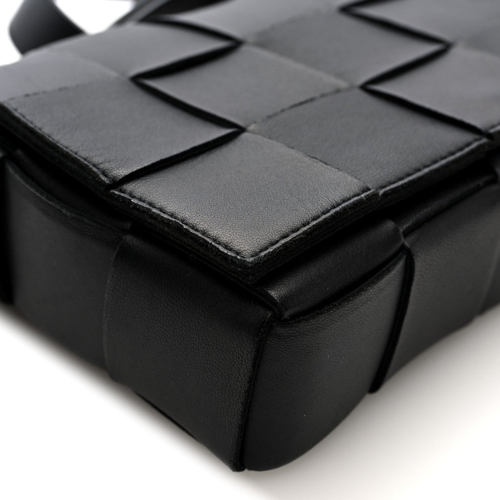 Lambskin Maxi Intreccio Small Cassette Crossbody Bag Black